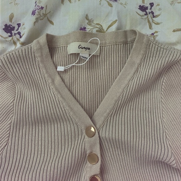 Beige Long Sleeve Ribbed Bodysuit - Picture 4 of 5